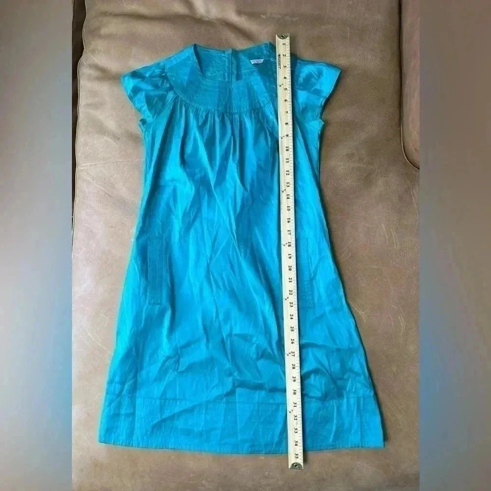Calypso Christiane Celle Womens Zip Up Short Sleeve Silk Shift Dress Blue XS - Picture 8 of 11